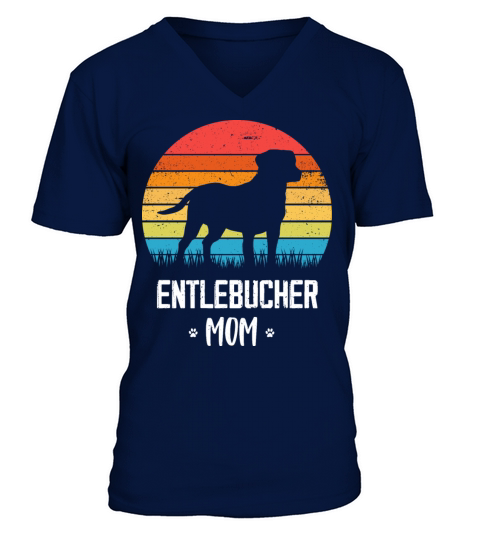 Entlebucher Mountain Dog Mom Retro Vintage V-Neck T-shirt