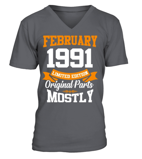 February 1991 Vintage Birthday Present V-Neck T-shirt