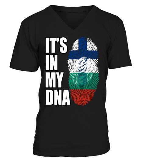 Finland And Bulgarian Mix Heritage DNA Flag V-Neck T-shirt