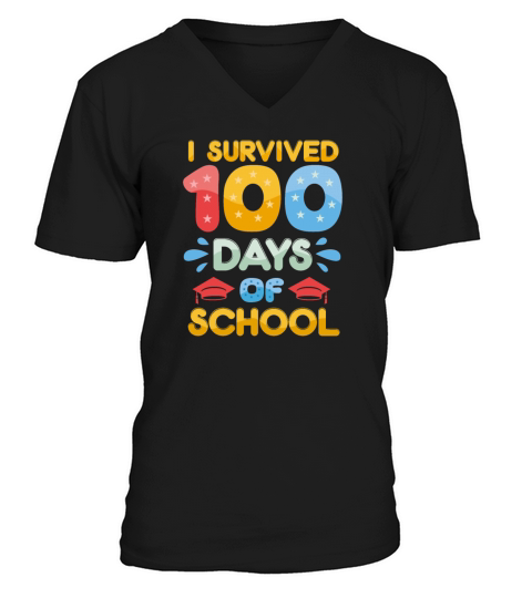 i survived 100 days of school V-Neck T-shirt
