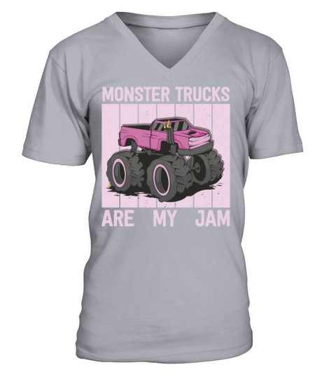 Monster Trucks Are My Jam Vintage Retro V-Neck T-shirt