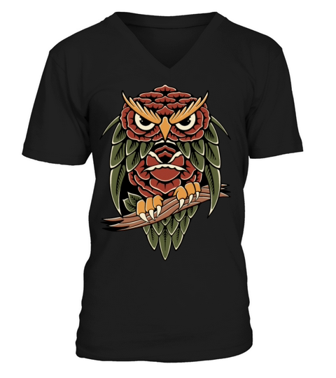 Owl Flower V-Neck T-shirt
