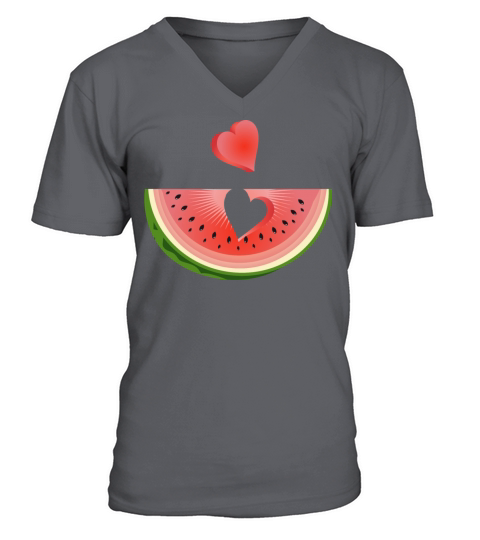 Piece of a watermelon with a heart V-Neck T-shirt