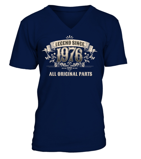Retro Vintage Legend Since 1976 Original Parts V-Neck T-shirt
