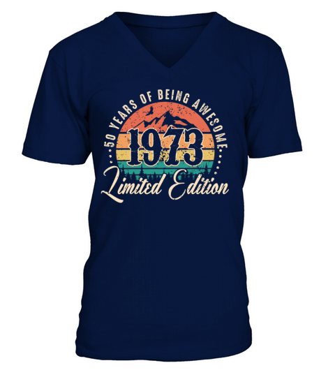 Vintage 1973 Retro Men Woman 50th Birthday Gift V-Neck T-shirt