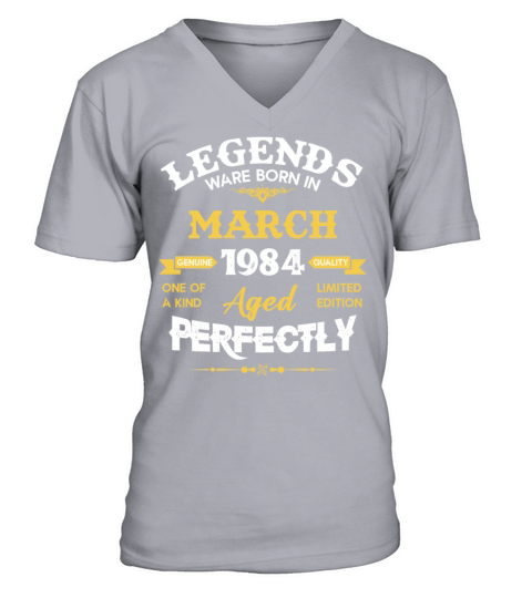 Vintage Aged To Perfection March 1984 V-Neck T-shirt