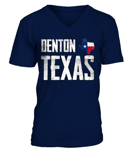 Vintage Denton Texas Flag V-Neck T-shirt