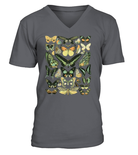 Vintage Inspired Butterfly Chart V-Neck T-shirt