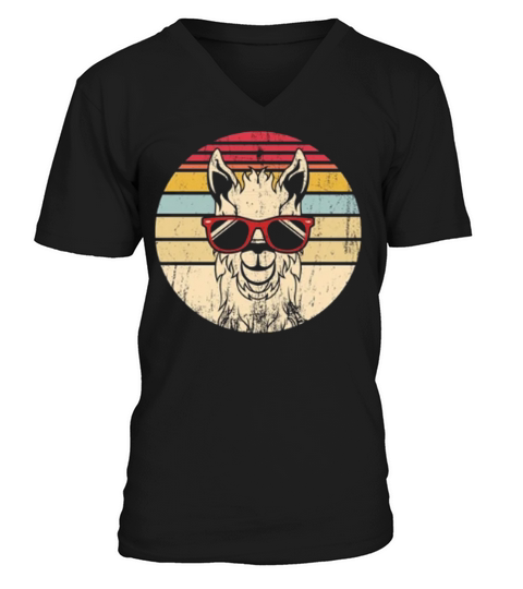 Vintage Llama Retro Colorful Alpaca V-Neck T-shirt