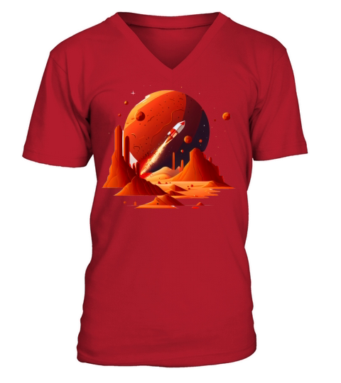 Vintage Space Science Mars Fiction Geek Solar V-Neck T-shirt