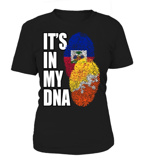 Bhutanese And Haitian Mix Heritage DNA Flag Women's T-Shirt