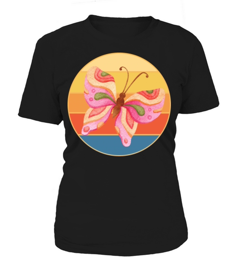 Cute Butterfly Retro Sunset Vintage Animal Insect Women's T-Shirt