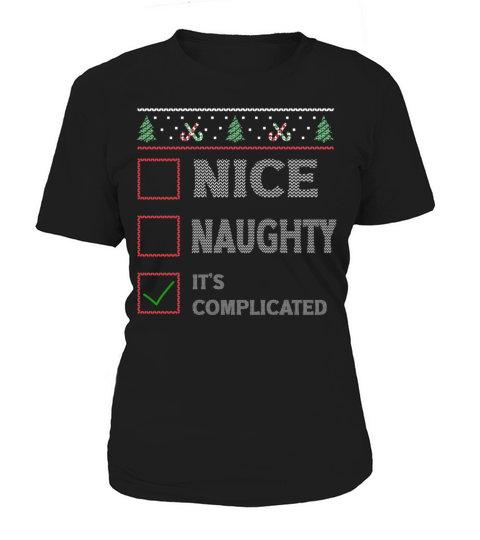 Nice Naughty Its Complicated Christmas List Santa Women's T-Shirt