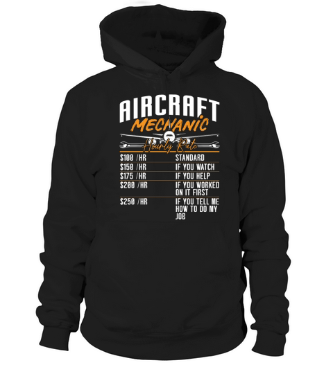 Aircraft Mechanic Hourly Rate Plane Fix Aviation Hoodie Unisex