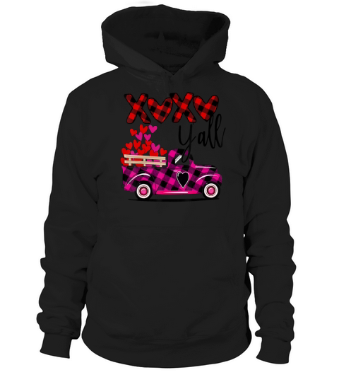 Buffalo Plaid Vintage Truck Heat XOXO Yall Valen Hoodie Unisex
