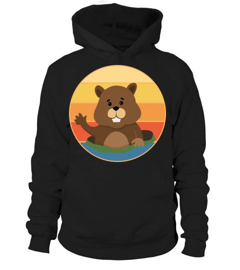 Cute Groundhog Retro Sunset Vintage Animal Lover Hoodie Unisex