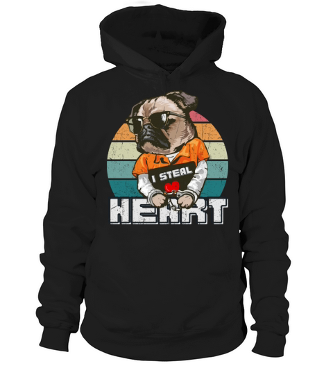 I Steal Hearts Valentines Day Cute Pug Boys Girls Hoodie Unisex