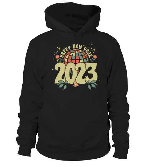 Retro 2023 Hello 2023 Groovy New Year Vintage Hoodie Unisex