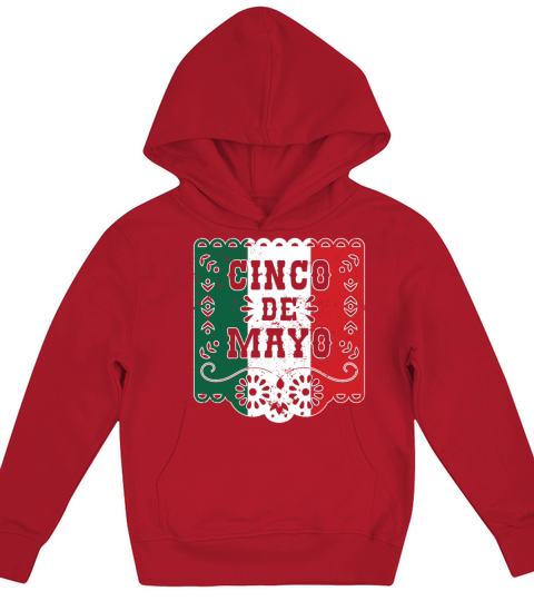 Cinco de Mayo Garland Mexican Flag Minimalist Vint Kids Hoodie