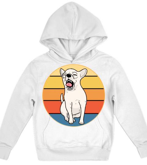 Cute Chihuahua Dog Breed Vintage Retro Sunset Kids Hoodie