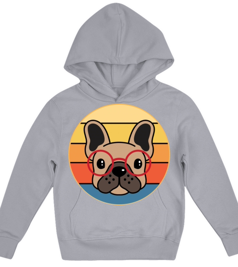 French Bulldog Dog Breed Vintage Retro Sunset Kids Hoodie