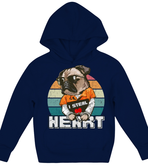 I Steal Hearts Valentines Day Cute Pug Boys Girls Kids Hoodie