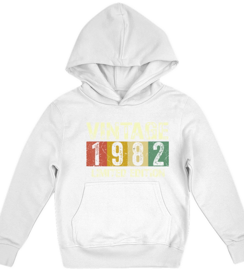 Vintage 40 Birthday Decorations Men 40th BDay 1982 Kids Hoodie