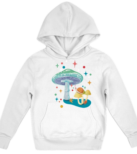 Vintage cozy green mushroom and snail Kids Hoodie