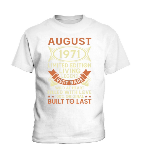 50th Birthday August Gift Vintage 1971 50 Years Kids T-Shirt