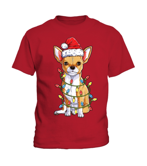 Chihuahua Santa Christmas Tree Lights Xmas Boys Do Kids T-Shirt