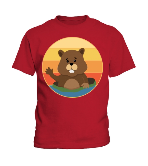 Cute Groundhog Retro Sunset Vintage Animal Lover Kids T-Shirt