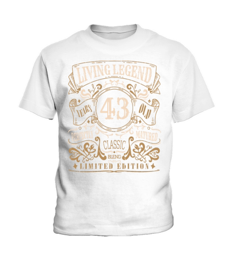 Retro Vintage Birth Whiskey Age 43 Years Old Kids T-Shirt
