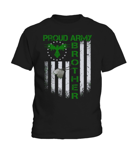 Vintage Retro Flag Proud Army Brother Dog Tag Mili Kids T-Shirt