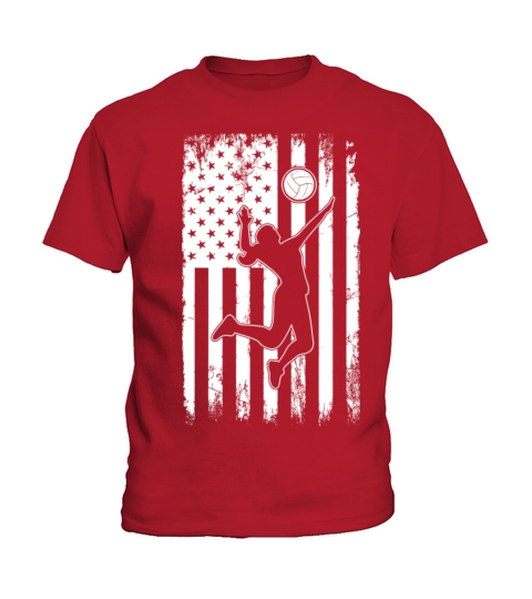 Vintage USA American Flag Volleyball Player Kids T-Shirt
