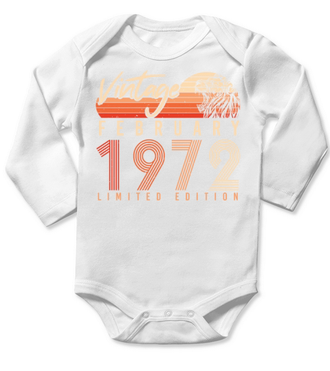 1972 February Limited Vintage Long Sleeve Baby One-Piece