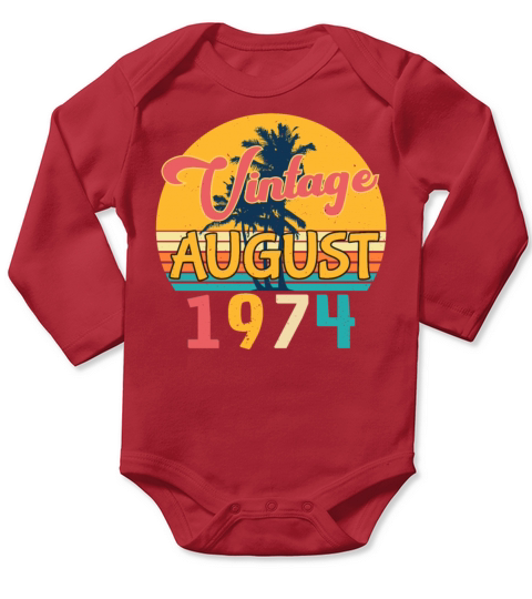 1974 August Vintage Long Sleeve Baby One-Piece