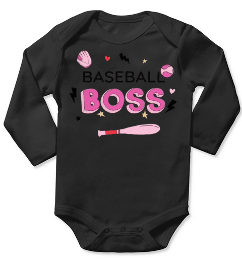 BASEBALL BOSS Long Sleeve Baby One-Piece
