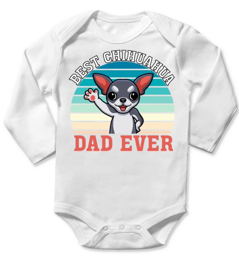Best Chihuahua Dad Ever Retro Vintage Sunset Long Sleeve Baby One-Piece