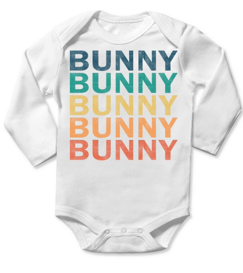 Bunny Name T Shirt - Bunny Vintage Retro Name Gift Long Sleeve Baby One-Piece