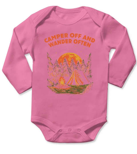 Camper Off and Wander Often Camping Traveler Camp Long Sleeve Baby One-Piece