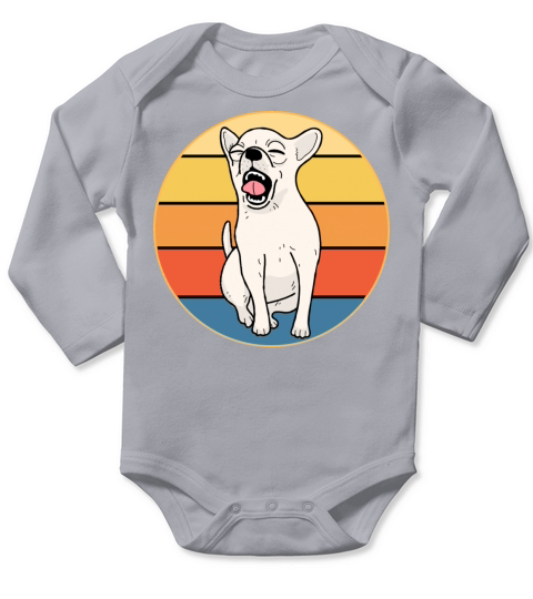 Cute Chihuahua Dog Breed Vintage Retro Sunset Long Sleeve Baby One-Piece