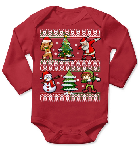Dabbing Santa Elf Snowman Gingerbread Christmas Long Sleeve Baby One-Piece