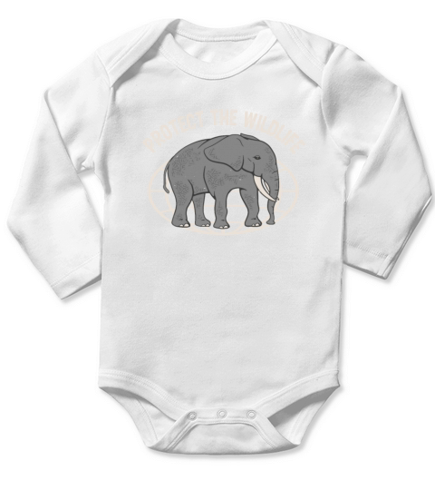 Elephant Protect The Wildlife Ecologist Long Sleeve Baby One-Piece