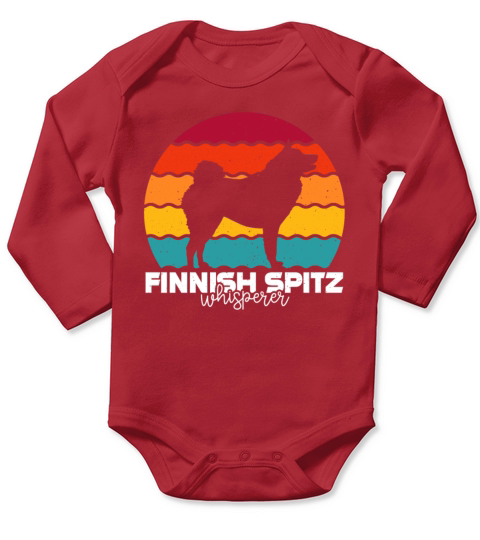 Finnish Spitz Whisperer Retro Vintage Long Sleeve Baby One-Piece