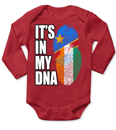 Ivorian And Congolese Mix Heritage DNA Flag Long Sleeve Baby One-Piece