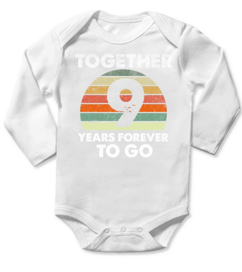 Nine Years Wedding Anniversary Vintage Long Sleeve Baby One-Piece