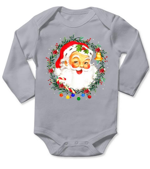 Merry Christmas Pink Santa Claus Pink Christmas Funny Vintage Long Sleeve Baby One-Piece