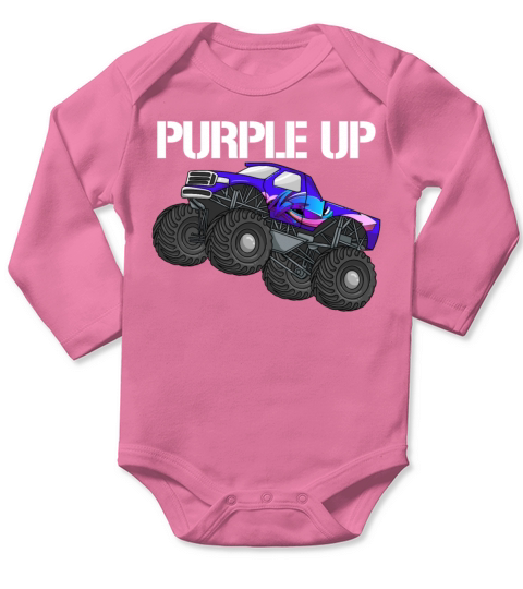 Purple Up Monster Truck Military Kids Purple Upboy Long Sleeve Baby One-Piece
