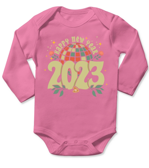 Retro 2023 Hello 2023 Groovy New Year Vintage Long Sleeve Baby One-Piece