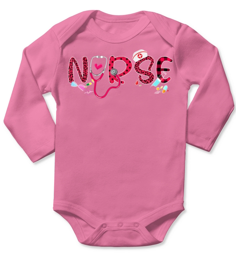 Stethoscope Nurse Life Valentine Day Nursing Gift Long Sleeve Baby One-Piece